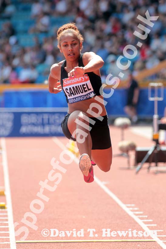 Laura Samuel in the triple jump at the Sainsbury's British Championships, Birmingham.